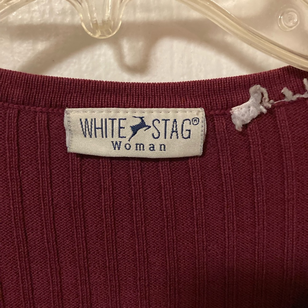White Stag Plus Sized Wine Colored Ribbed Knit Sweater - Picture 3 of 3